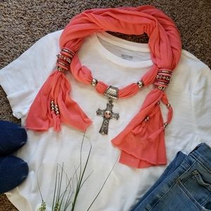 Cross Embellished Scarf